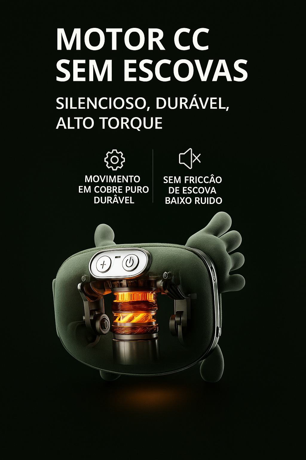 Massageador Automático com Formato de Mãos - Duração de 50 Minutos sem parar (recarregável)